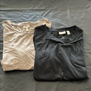 LOGO by Lori Goldstein Short Sleeve Tees - Black and Cream